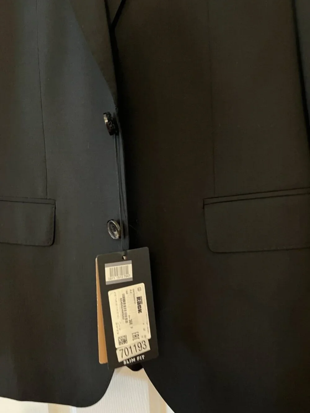 Hugo Boss Huge Genius Black Solid Two-Button Notch Lapel Wool Suit Size 36-R